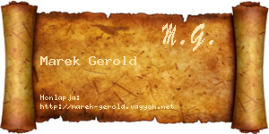 Marek Gerold névjegykártya